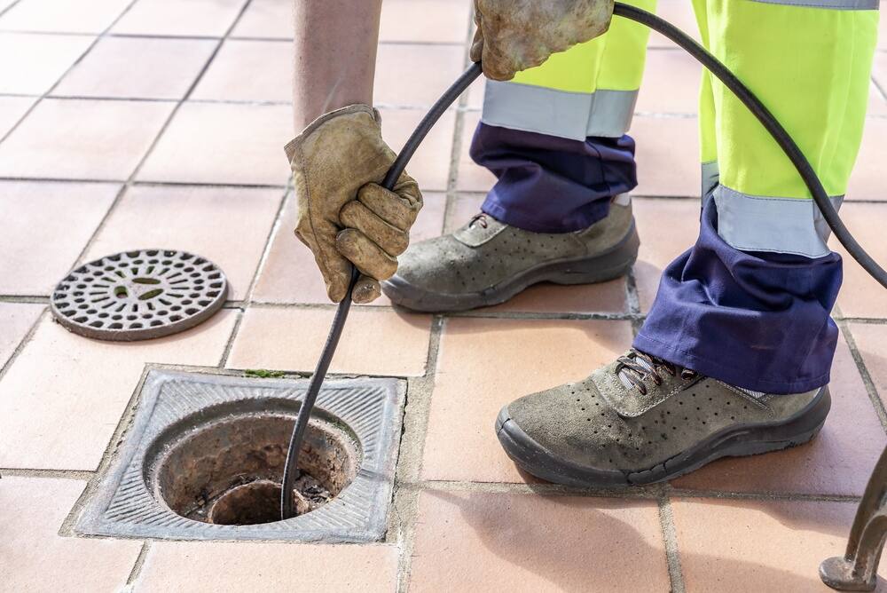 clearing an outdoor drain