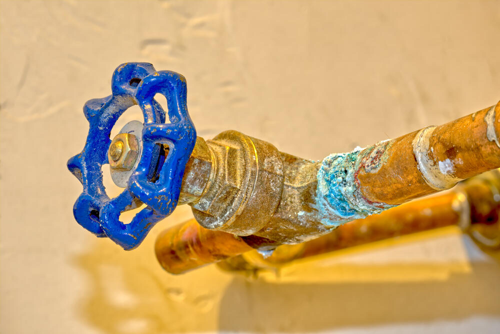 corroded copper pipe valve