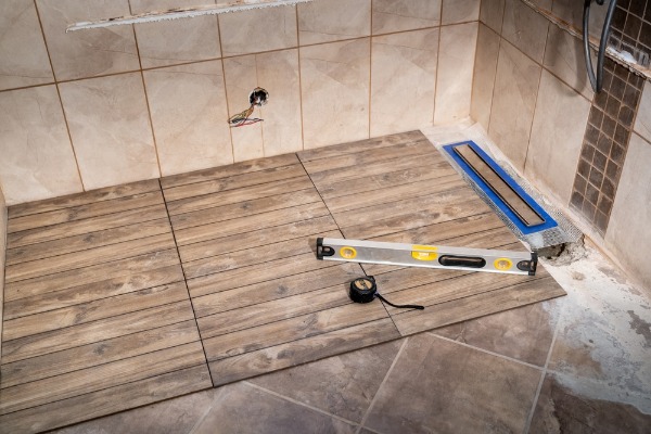 commercial shower linear drain installation