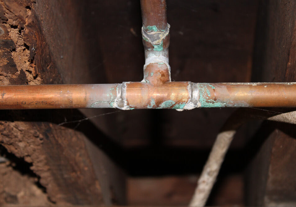 corroded copper pipe joints