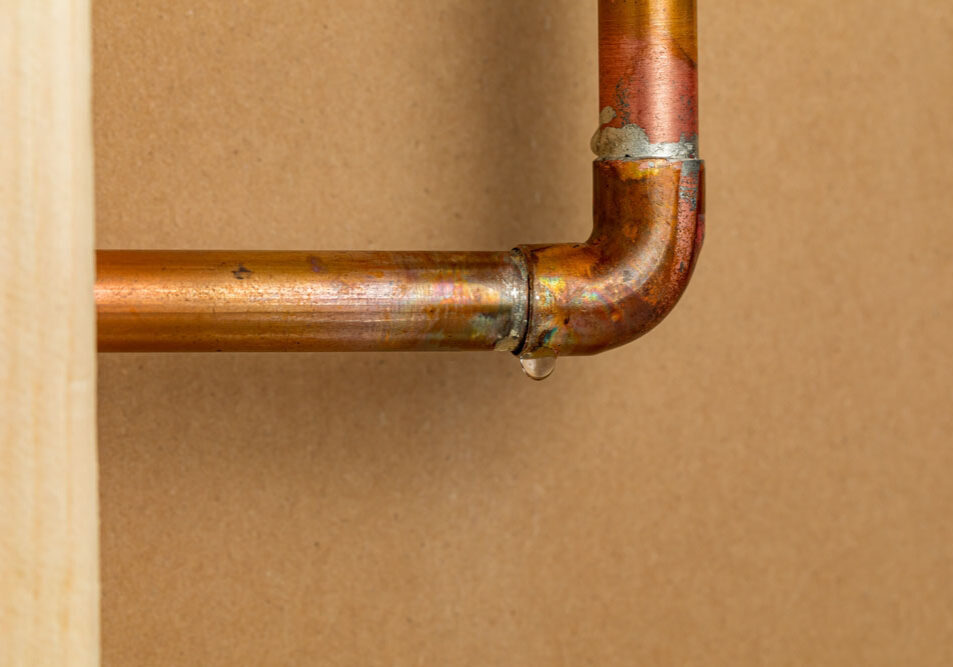 damp spots in copper pipes