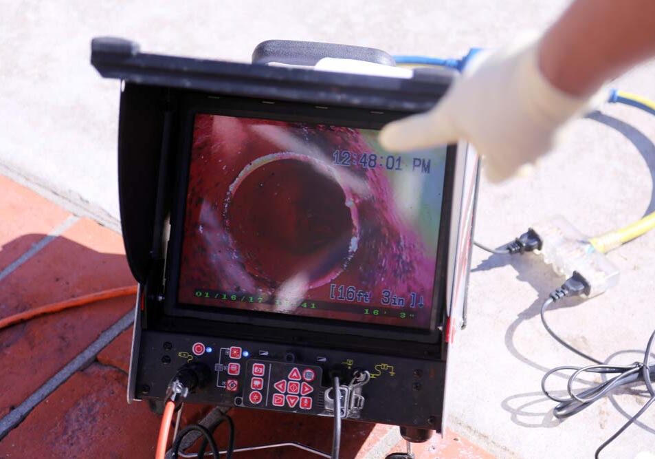 live feed from a video pipe inspection