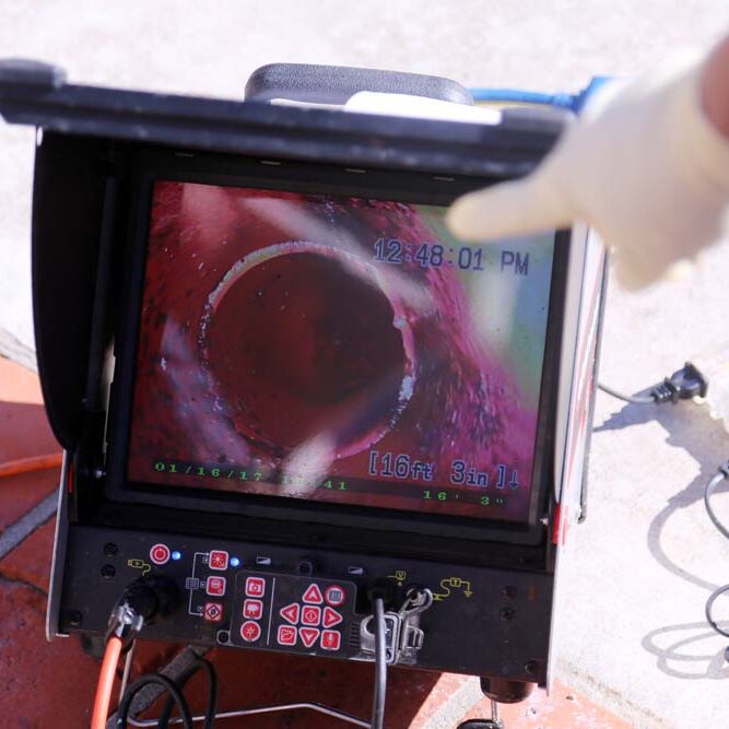 live feed from a video pipe inspection